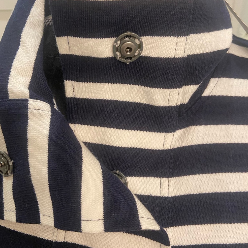 J. Crew Women’s  Navy and Cream Striped Long Sleeve with Bow - Picture 5 of 15